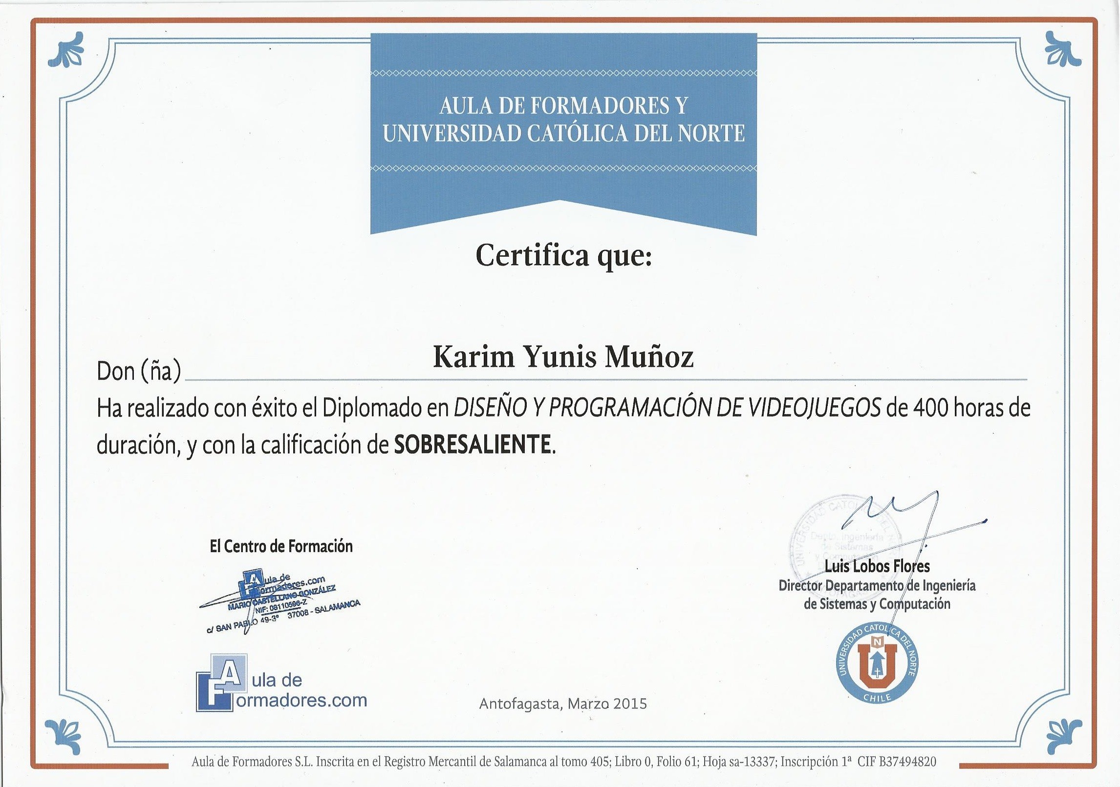 Certificación Curso Video Juegos
